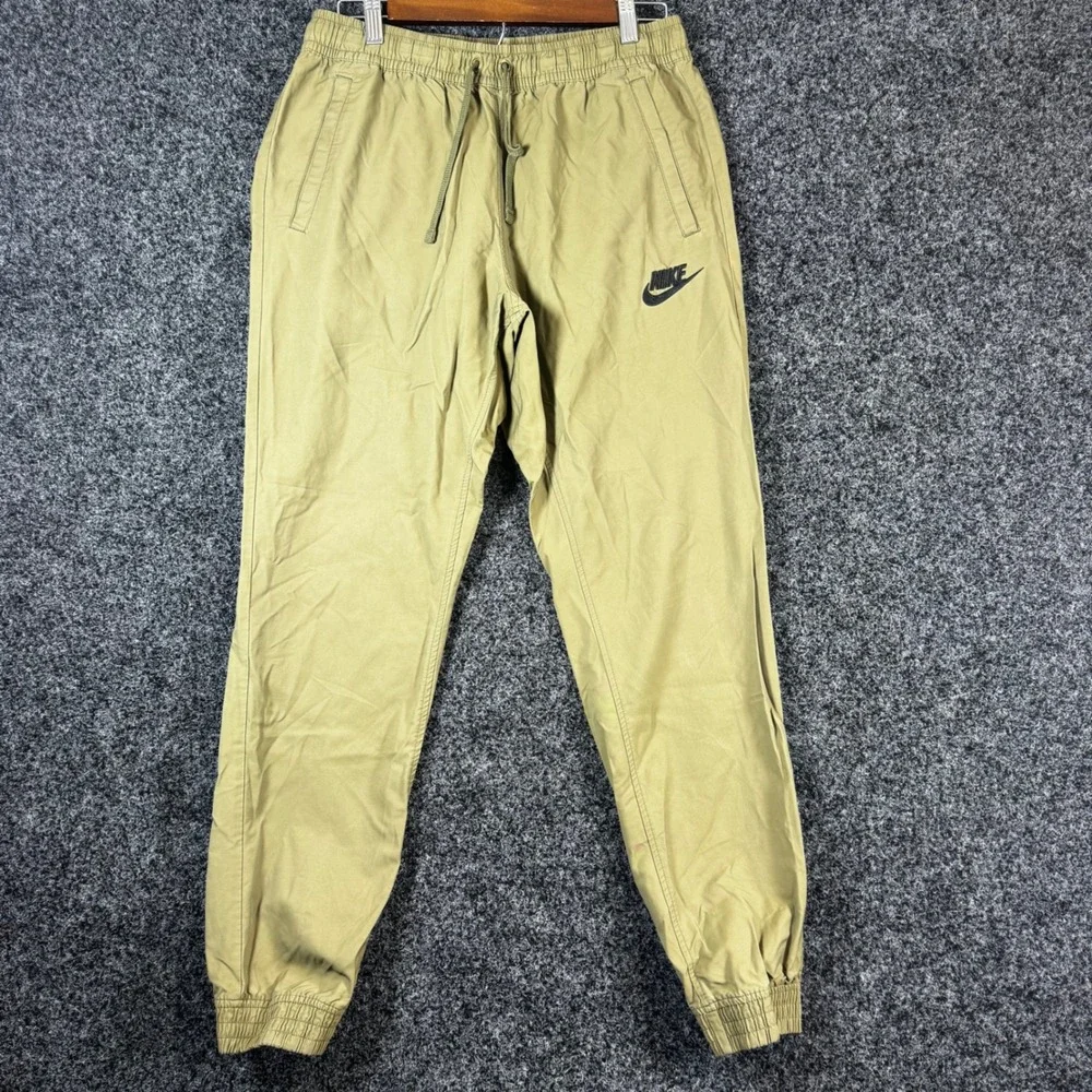 Nike Mens Sportswear Woven Jogger Pants Khaki Tan Olive Green Size L Large